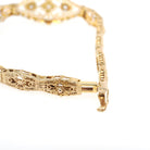 Art Deco Bracelet - Vintage 10k Yellow Gold Filigree Diamond Die Struck Filigree Statement - Circa 1930s Era Wedding Two Tone Fine Jewelry