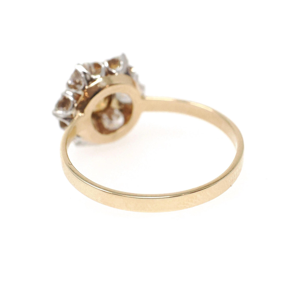 Antique Flower Ring - Edwardian 14k Yellow Gold & Platinum 1.25 CTW Diamond Cluster Halo - Circa Early 1900s Size 7.75 Two Tone Fine Jewelry