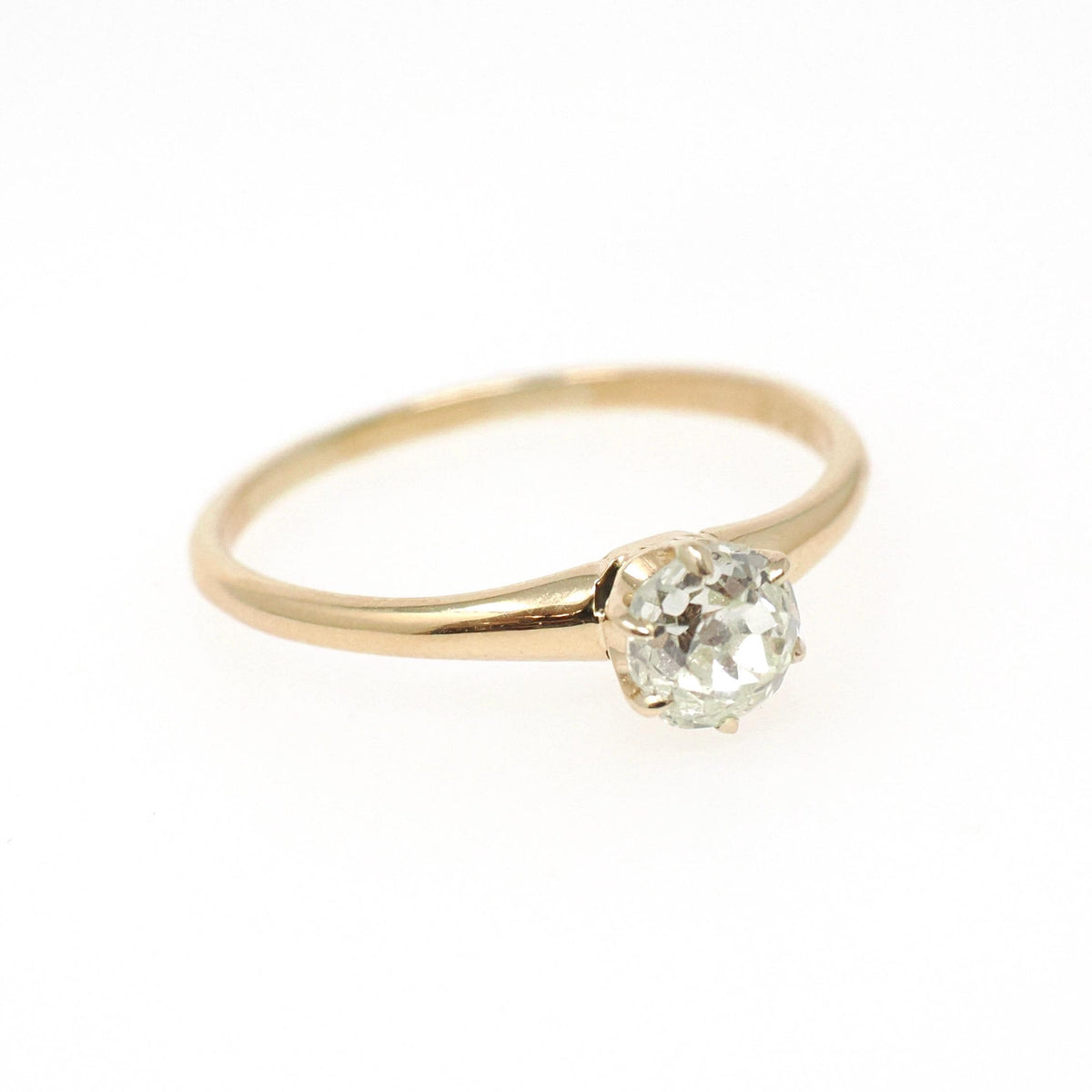 Victorian Diamond Ring - Antique 14k Yellow Gold Old Mine Cut .57 CT Solitaire - Dated Sept 27 1862 Size 7 1/2 Solitaire Bridal Fine Jewelry