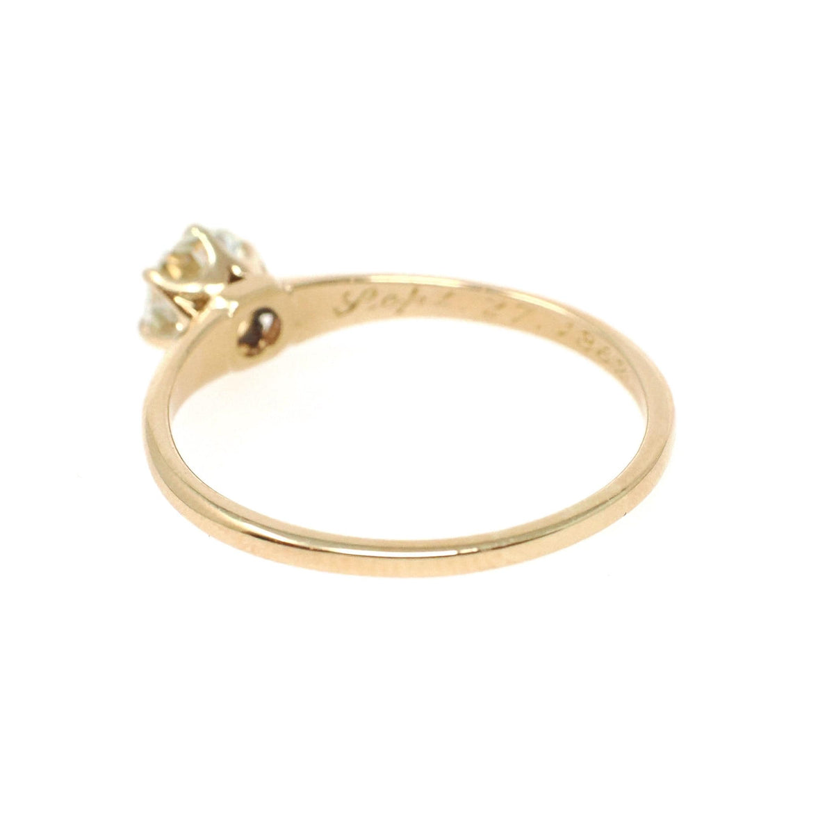 Victorian Diamond Ring - Antique 14k Yellow Gold Old Mine Cut .57 CT Solitaire - Dated Sept 27 1862 Size 7 1/2 Solitaire Bridal Fine Jewelry