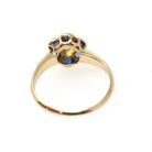 Antique Flower Ring - Edwardian 18k Yellow Gold Blue Sapphire .48 TW Gemstone Cluster - Circa 1910s Era Size 5 1/4 Diamond Fine Halo Jewelry