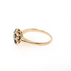 Antique Flower Ring - Edwardian 18k Yellow Gold Blue Sapphire .48 TW Gemstone Cluster - Circa 1910s Era Size 5 1/4 Diamond Fine Halo Jewelry