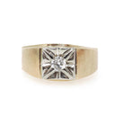 Vintage Diamond Ring - Retro Era 10k Yellow & White Gold .22 CT Bridal Band - Circa 1940s Size 9 3/4 Two Tone Star Fine Statement Jewelry
