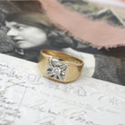 Vintage Diamond Ring - Retro Era 10k Yellow & White Gold .22 CT Bridal Band - Circa 1940s Size 9 3/4 Two Tone Star Fine Statement Jewelry