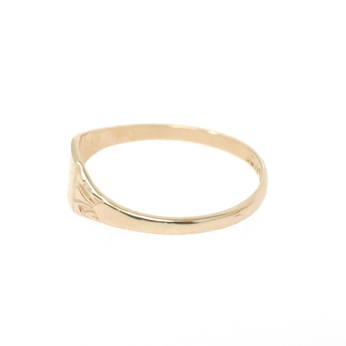 Baby Signet Ring - Mid Century 10k Yellow Gold Children's Blank Square Small Band - Vintage Circa 1950s Era Size 2 Midi Pinky Fine Jewelry