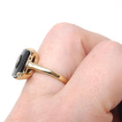 Vintage Onyx Ring - Mid Century 14k Yellow Gold Black Chalcedony Gemstone - Circa 1960s Era Size 6 1/4 Accent Diamond Statement Fine Jewelry