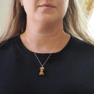 Mano Figa Pendant - Modernist 18k Yellow Gold Natural Tiger's Eye Good Luck Charm - Vintage Circa 1970s Era Symbolic Hand Fine Jewelry