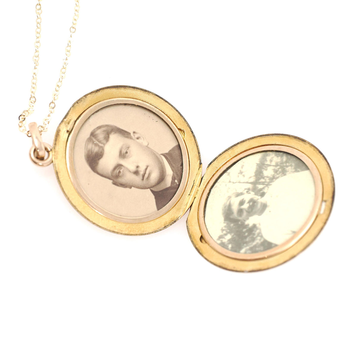 Antique Monogrammed Locket - Edwardian Gold Filled Round Engraved "LBS CRW" Pendant Necklace - Antique Early 1900s Photograph Fine Jewelry