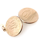 Antique Monogrammed Locket - Edwardian Gold Filled Round Engraved "LBS CRW" Pendant Necklace - Antique Early 1900s Photograph Fine Jewelry