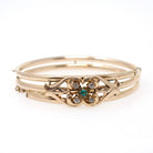 Edwardian Bangle Bracelet - Antique Yellow Gold Filled Floral Wrap Hinged Design - Circa 1910s Simulated Gemstones Fashion Accessory Jewelry