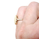 Blank Signet Ring - Modernist 10k Yellow Gold Navette Marquise Scallop Shield - Vintage Circa 1970s Size 4 3/4 Personalizable Fine Jewelry