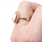 Vintage Cameo Ring - Mid Century 10k Yellow Gold Carved Shell Twisted Rope Halo Style - Circa 1960s Size 6 3/4 Woman's Profile Fine Jewelry
