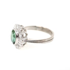 Tourmaline Halo Ring - Contemporary 18k White Gold Natural Oval Green Gem & .32 CTW Diamond Engagement - Circa 2000s Size 6 1/4 Fine Jewelry