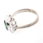 Tourmaline Halo Ring - Contemporary 18k White Gold Natural Oval Green Gem & .32 CTW Diamond Engagement - Circa 2000s Size 6 1/4 Fine Jewelry