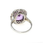 Vintage Filigree Ring - Art Deco 14k White & Rose Gold 8.27 CT Synthetic Color Change Sapphire - Circa 1930s Size 5 Fine Bow Floral Jewelry