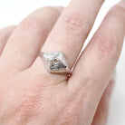 Vintage Diamond Ring - Art Deco 14k White Gold East West Rhombus .08 CT Faint Yellow Solitaire - Circa 1930s Era Size 6 1/2 Fine Jewelry