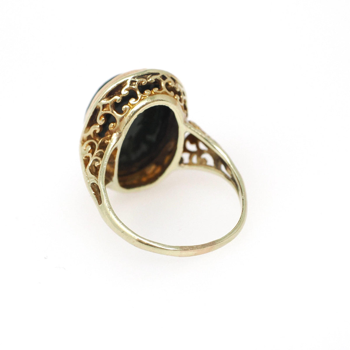 Vintage Scarab Ring - Art Deco 14k Yellow Gold Carved Natural Malachite Gem Solitaire - Circa 1930s Size 4 3/4 Egyptian Revival Fine Jewelry