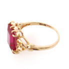 Vintage Floral Ring - Retro Era 10k Yellow Gold Synthetic Ruby Statement - Circa 1940s Size 6 1/4 Flower Heart July Birthstone Fine Jewelry