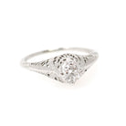 Antique Diamond Ring - Art Deco 18k White Gold Natural .43 CT Filigree Solitaire Engagement - Circa 1920s Era Size 8 Fine Bridal Jewelry