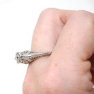 Antique Diamond Ring - Art Deco 18k White Gold Natural .43 CT Filigree Solitaire Engagement - Circa 1920s Era Size 8 Fine Bridal Jewelry