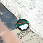 Inlayed Gemstone Pendant - Contemporary Sterling Silver Black Enamel Natural Malachite Mother of Pearl Pendant - Circa 2000s Fashion Jewelry