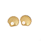 Seashell Jewelry Set - Contemporary 9k Yellow Gold Matching Cultured Pearl Necklace & Earrings - Vintage Estate Accessory Fine Jewelry