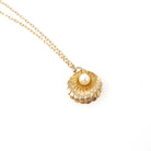 Seashell Jewelry Set - Contemporary 9k Yellow Gold Matching Cultured Pearl Necklace & Earrings - Vintage Estate Accessory Fine Jewelry