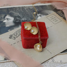 Seashell Jewelry Set - Contemporary 9k Yellow Gold Matching Cultured Pearl Necklace & Earrings - Vintage Estate Accessory Fine Jewelry