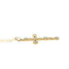 Vintage Cross Necklace - Mid Century 12k Gold Filled Blue Floral Enamel Pendant Charm - Circa 1960s Era Statement Religious Faith Jewelry