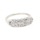 Mid Century Diamond Ring - Vintage 14k White Gold .27 CTW Two Row Wedding Band - Circa 1950s Size 7 Fine Stacking Anniversary Bridal Jewelry