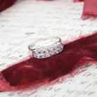 Mid Century Diamond Ring - Vintage 14k White Gold .27 CTW Two Row Wedding Band - Circa 1950s Size 7 Fine Stacking Anniversary Bridal Jewelry