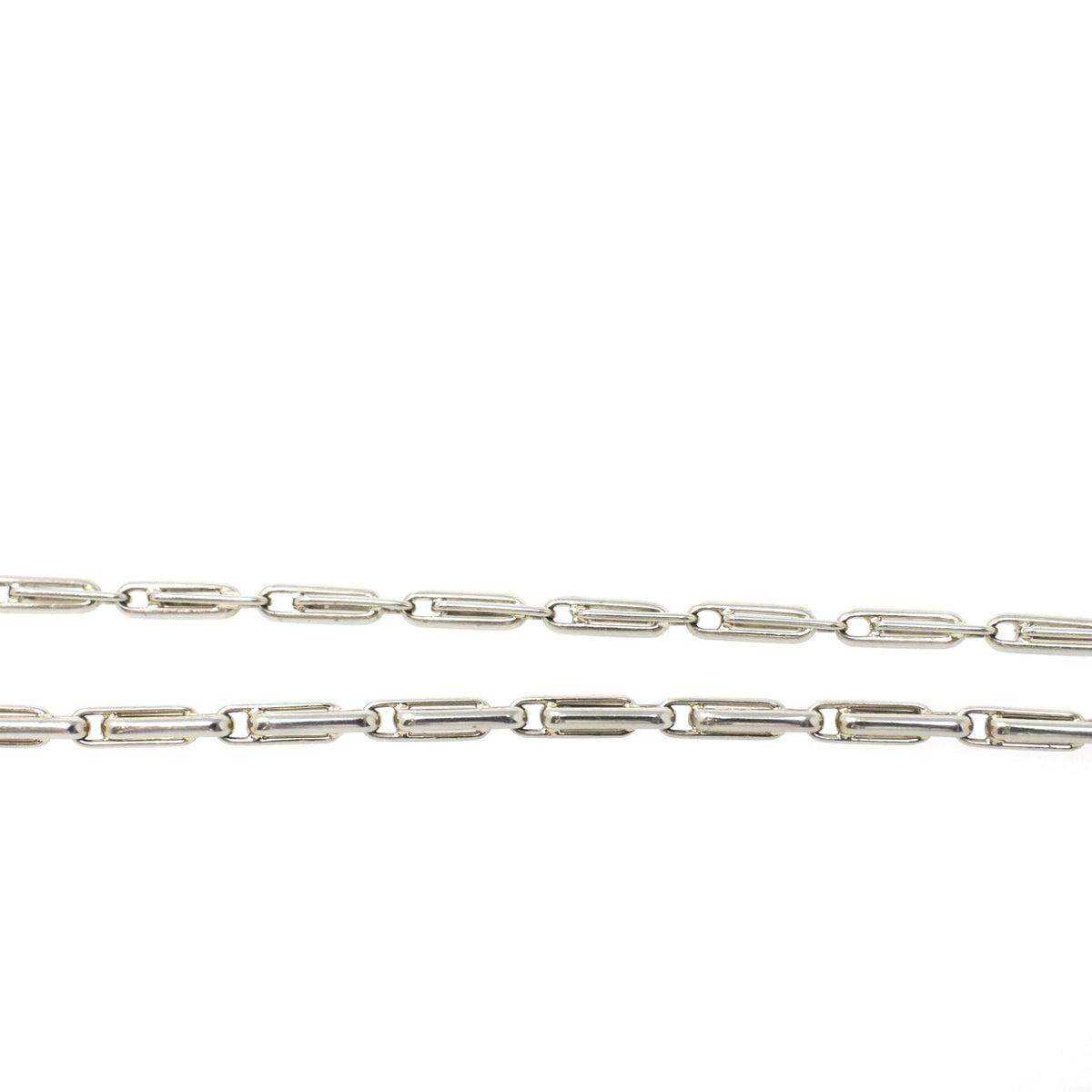 Pocket Watch Chain - Art Deco 14k White Gold Dog Clip Bar Link Necklace - Antique Circa 1920s Era Accessory Fine Versatile Unisex Jewelry