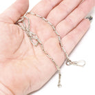 Pocket Watch Chain - Art Deco 14k White Gold Dog Clip Bar Link Necklace - Antique Circa 1920s Era Accessory Fine Versatile Unisex Jewelry