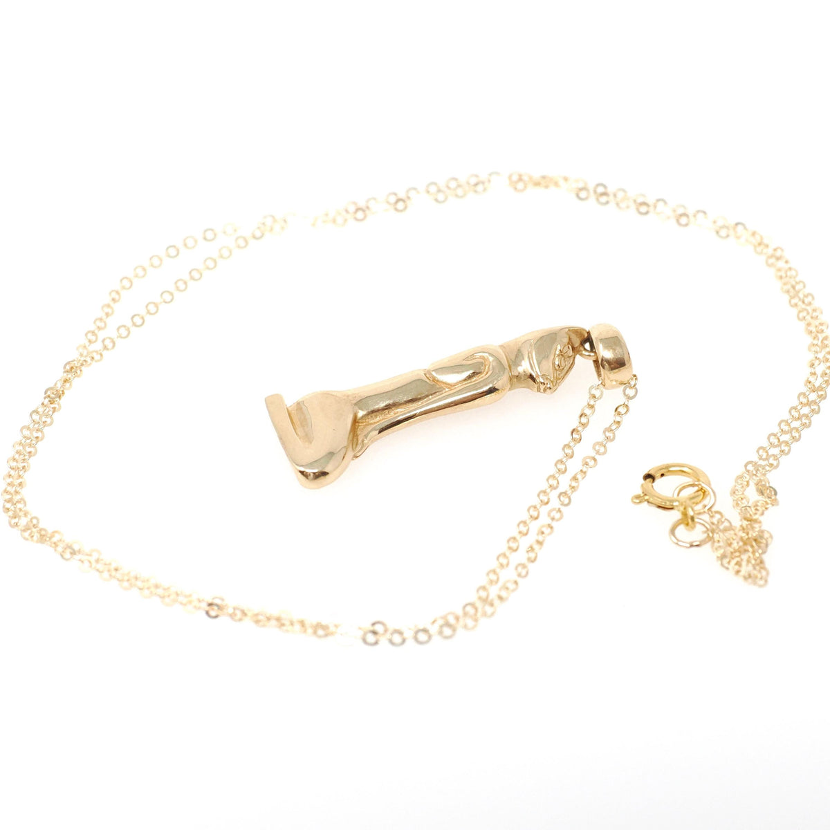 Vintage Bastet Charm - Contemporary 14k Yellow Gold Figural Egyptian Revival Feline Cat Pendant Necklace - Circa 1970's Goddess Fine Jewelry