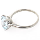 Aquamarine Solitaire Ring - Contemporary 14k White Gold Emerald Cut Natural Light Blue Gem - Circa 2000s Size 7 March Birthstone Jewelry