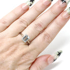 Aquamarine Solitaire Ring - Contemporary 14k White Gold Emerald Cut Natural Light Blue Gem - Circa 2000s Size 7 March Birthstone Jewelry