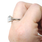 Aquamarine Solitaire Ring - Contemporary 14k White Gold Emerald Cut Natural Light Blue Gem - Circa 2000s Size 7 March Birthstone Jewelry