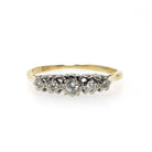 Star Diamond Ring - Mid Century 18k Yellow & White Gold Two Tone .16 CTW Graduated Band - Circa 1950s Era Size 9 Fine Stacking 50s Jewelry