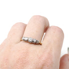 Star Diamond Ring - Mid Century 18k Yellow & White Gold Two Tone .16 CTW Graduated Band - Circa 1950s Era Size 9 Fine Stacking 50s Jewelry