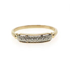 Vintage Wedding Band - Mid Century 14k Yellow Gold 10k White Gold Two Tone Orange Blossom Ring - Circa 1950s Era Size 6 1/4 Stacking Jewelry