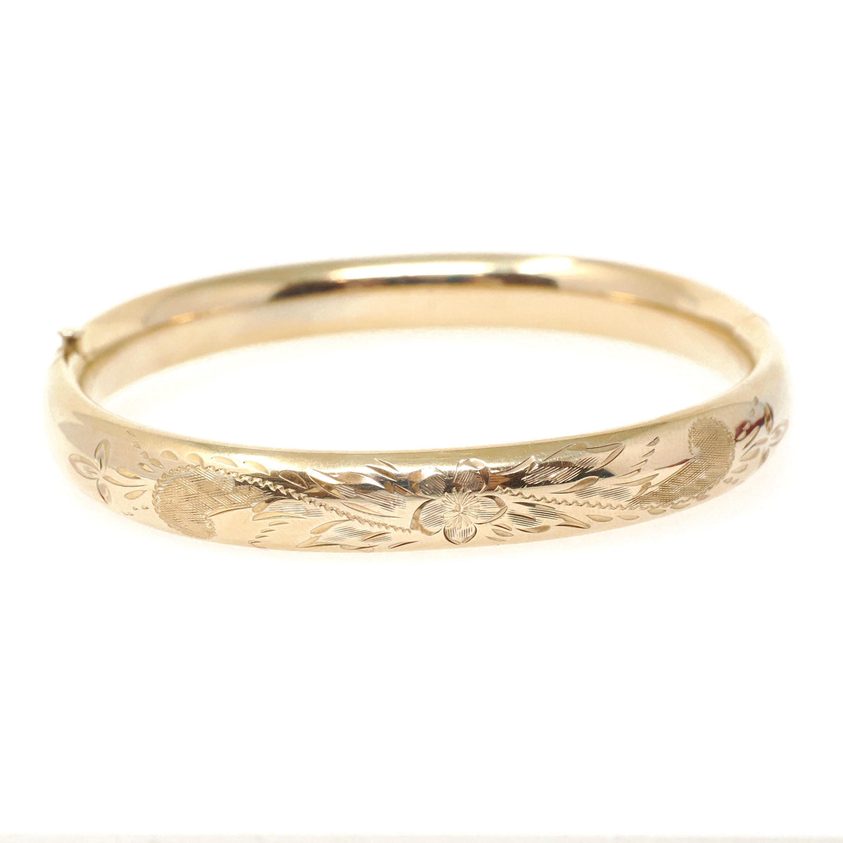 Vintage Flower Bangle - Mid Century Gold Filled Flower Leaf Paisley Expansion Design - Circa 1950s 7 Inch Hollow Statement Bracelet Jewelry