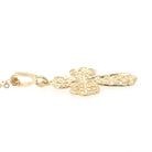 Contemporary Cross Pendant - Estate 10k Yellow Gold Diamond Cut Filigree Pendant Necklace - Circa 2000's Era Religious Faith Fine Jewelry