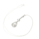 Art Deco Diamond Lavalier - Vintage 14k White Gold Natural .19 CTW Filigree Drop Pendant - Circa 1930s Era April Birthstone Fine Jewelry