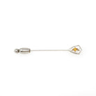 Art Deco Stick Pin - Vintage 14k White Gold Simulated Citrine Stone - Circa 1930s Era Tie Lapel Fine Orange Glass Belais Unisex Jewelry
