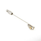 Art Deco Stick Pin - Vintage 14k White Gold Simulated Citrine Stone - Circa 1930s Era Tie Lapel Fine Orange Glass Belais Unisex Jewelry