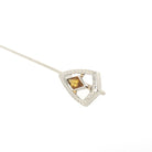 Art Deco Stick Pin - Vintage 14k White Gold Simulated Citrine Stone - Circa 1930s Era Tie Lapel Fine Orange Glass Belais Unisex Jewelry