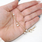 Cultured Pearl Necklace - Contemporary 14k Yellow Gold Dangling Dainty Fringe Cable Link Chain - Circa 1990s Era 18 Inch Fine Luster Jewelry