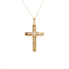 Vintage Cross Necklace - Mid Century 12k Gold Filled Rose Gold Flowers Pendant - Circa 1960s Era Religious Faith Signed Sturdy Jewelry