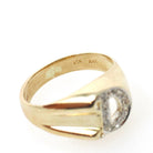 Letter "D" Ring - Estate 14k Yellow Gold Initial Monogram Signet - Contemporary Era Size 5 1/4 Diamond Encrusted Fine Statement Jewelry
