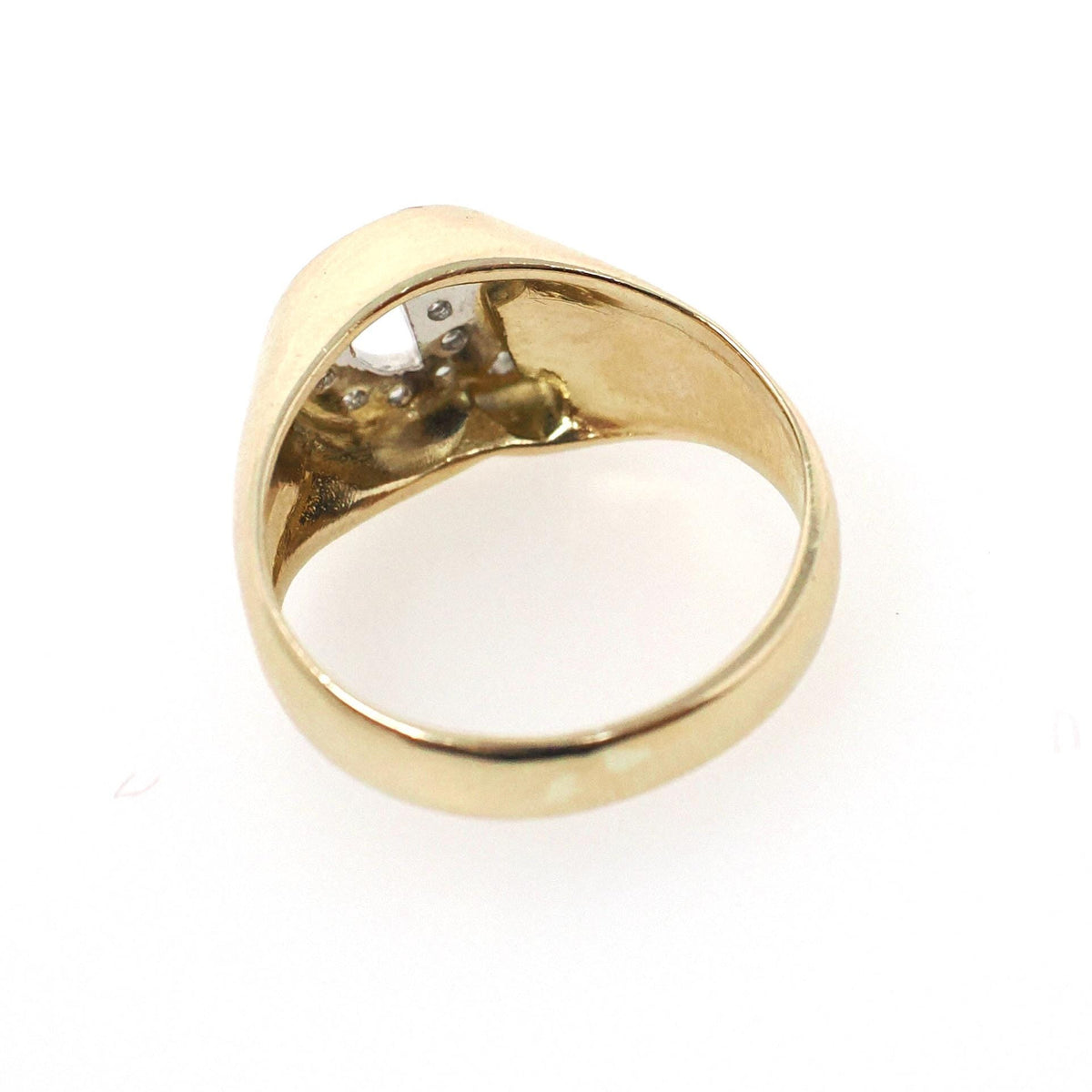 Letter "D" Ring - Estate 14k Yellow Gold Initial Monogram Signet - Contemporary Era Size 5 1/4 Diamond Encrusted Fine Statement Jewelry